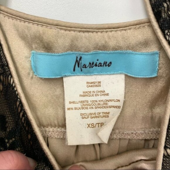 Marciano Vintage Babydoll Mini Party Black Lace with Beige Underlay Dress - Picture 4 of 7